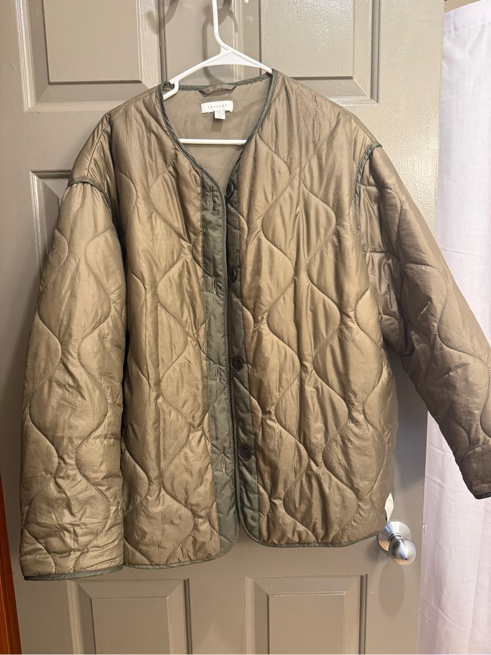 Topshop Olive Green Quilted Liner Jacket